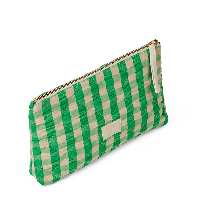 JUNA Bags - Nola Makeup Bag, Green/Sand, W: 9.1