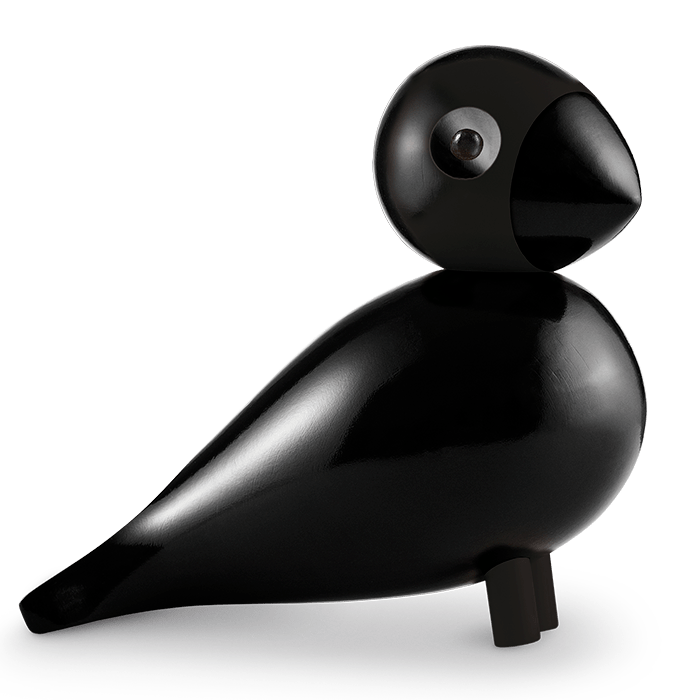 Kay Bojesen Lovebirds - Raven Song Bird, Black, H: 6.1