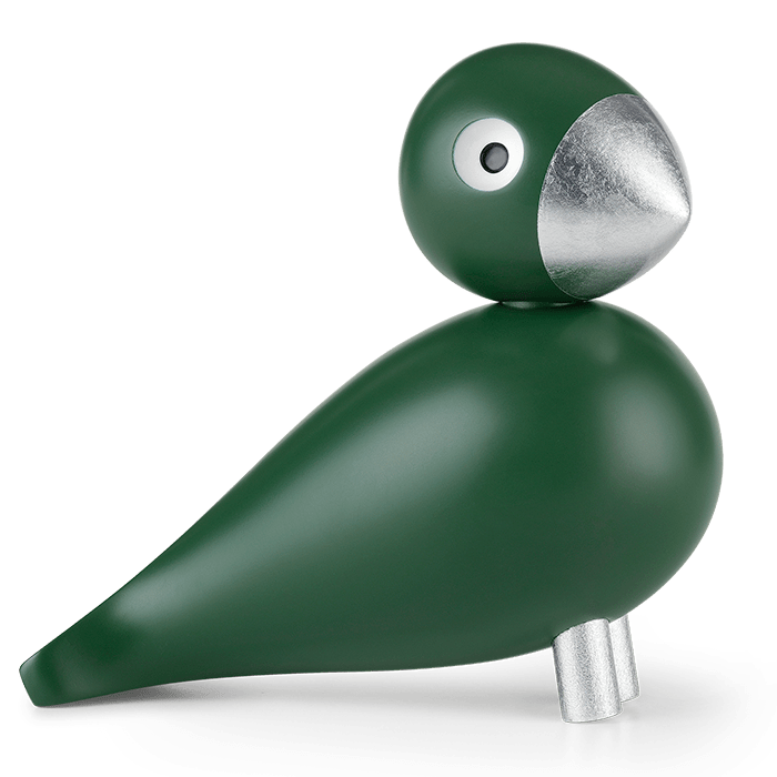 Kay Bojesen Lovebirds - Georg Song Bird, Green/Silver, H: 6.1
