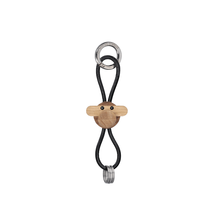 Kay Bojesen Keychains - Monkey, Silver/Black Leather