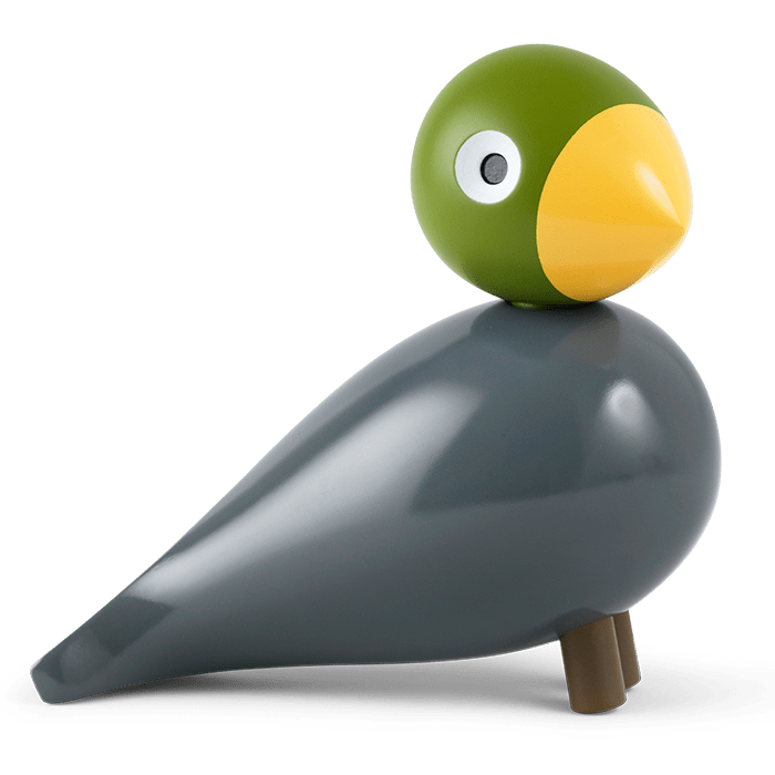 Kay Bojesen Lovebirds - Nightingale Song Bird, Aqua, H: 6.1