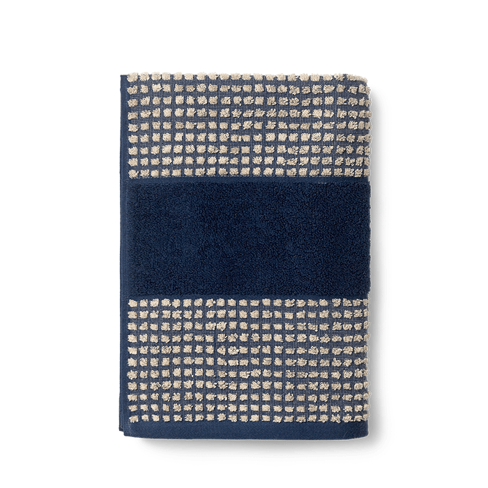 JUNA Check Towel - Bath Sheet, Dark Blue, H: 70.9