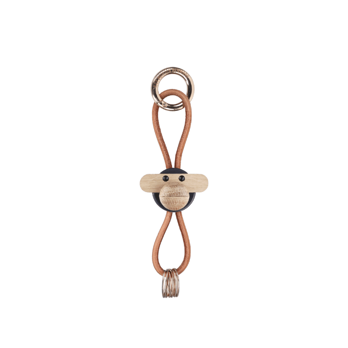 Kay Bojesen Bag Charms - Monkey, Dark Grey/Natural Leather