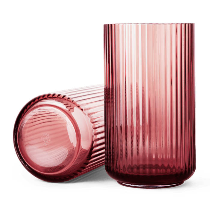 Lyngby Porcelain Glass Vases - Burgundy, H: 9.8