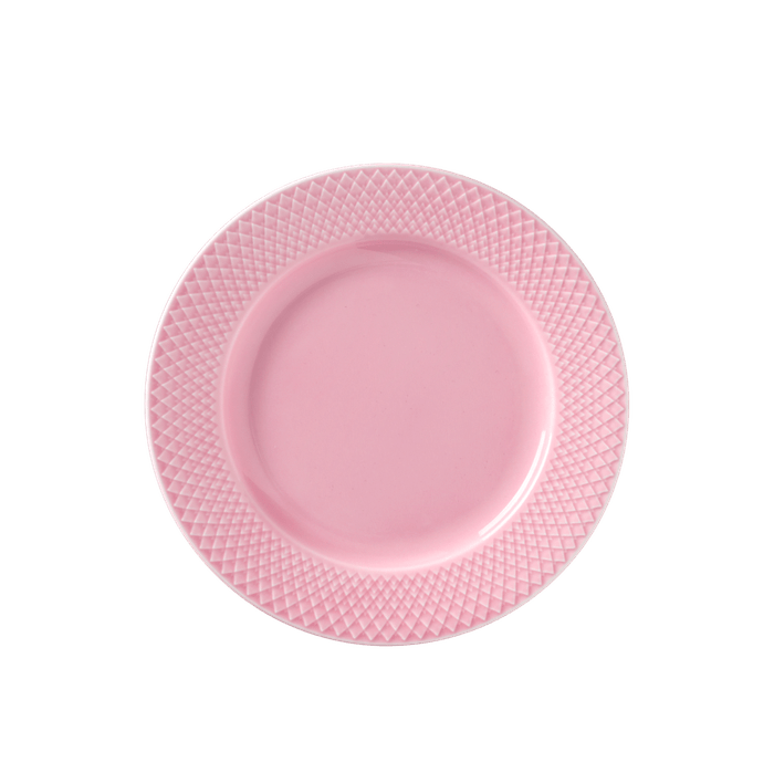 Lyngby Porcelæn Rhombe Color Dinner Plate - Lunch Plate, Rose, Ø: 8.3