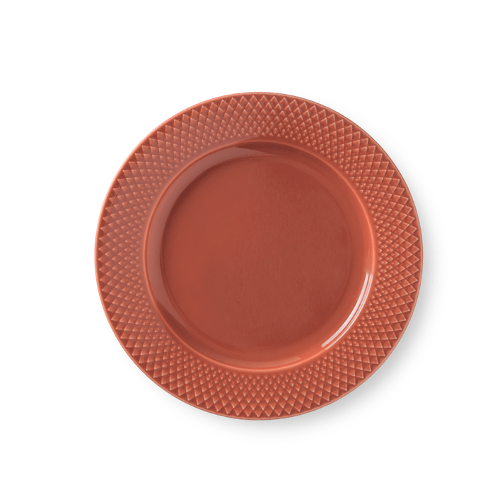 Lyngby Porcelæn Rhombe Color Dinner Plate - Lunch Plate, Terracotta, Ø: 9.1