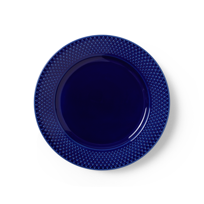 Lyngby Porcelæn Rhombe Color Dinner Plate - Lunch Plate, Dark Blue, Ø: 9.1