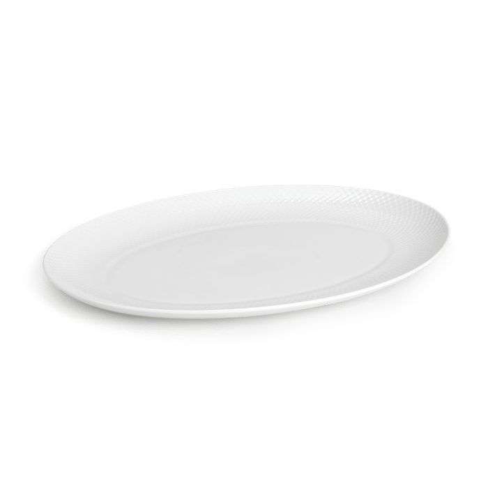 Lyngby Porcelæn Rhombe White Serveware - Oval Serving Dish, W: 16.5