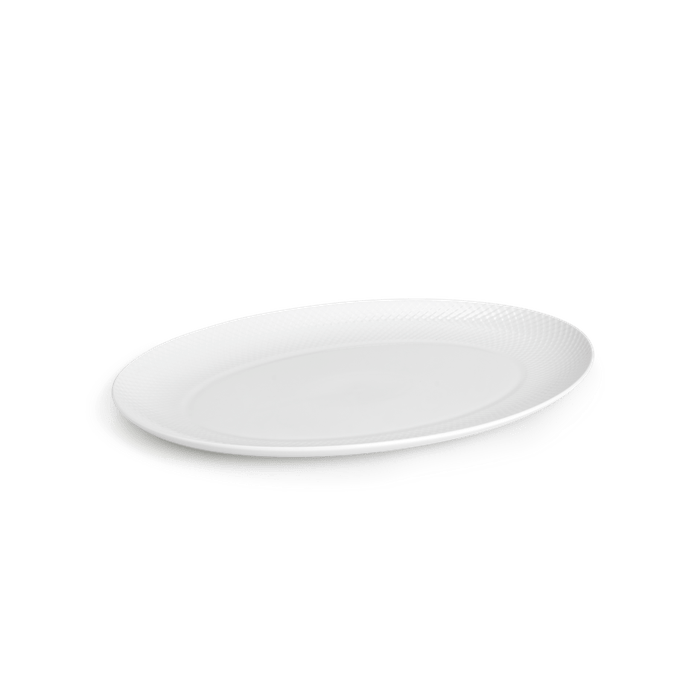 Lyngby Porcelæn Rhombe White Serveware - Oval Serving Dish, W: 13.8