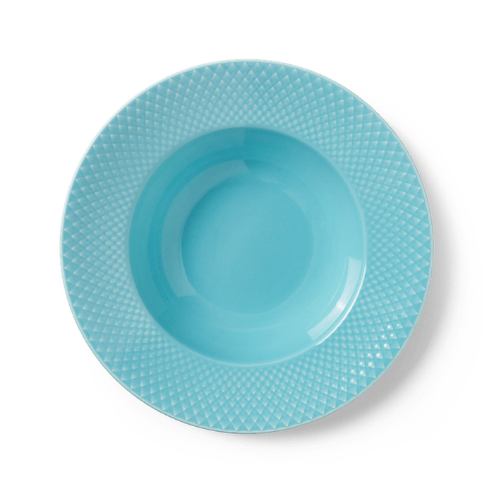 Lyngby Porcelæn Rhombe Color Dinner Plate - Soup Plate, Turquoise, Ø: 9.6
