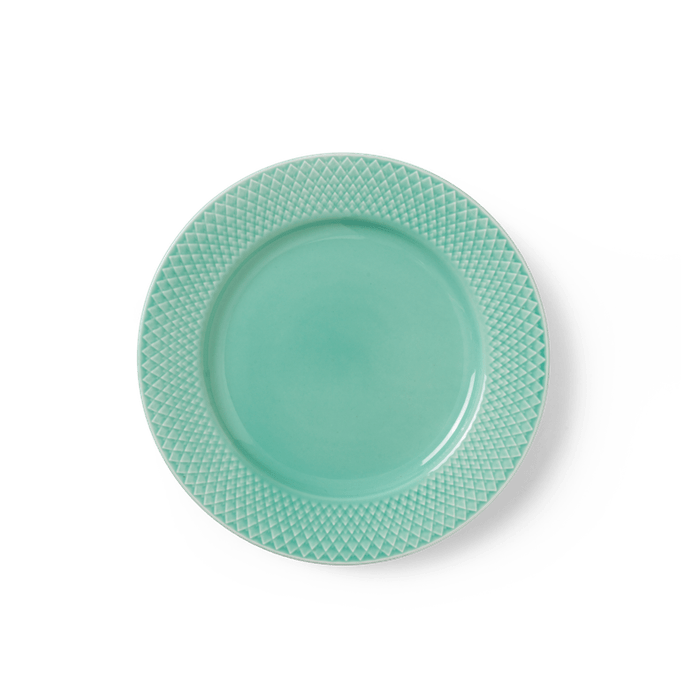 Lyngby Porcelæn Rhombe Color Dinner Plate - Lunch Plate, Aqua, Ø: 8.3