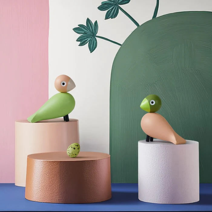 Kay Bojesen Lovebirds - H3.5" light green/rose, 1 set