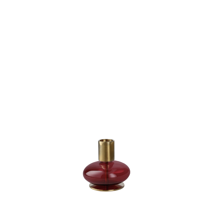 Holmegaard Bubble Candle Holders - Burgundy, H: 3.1