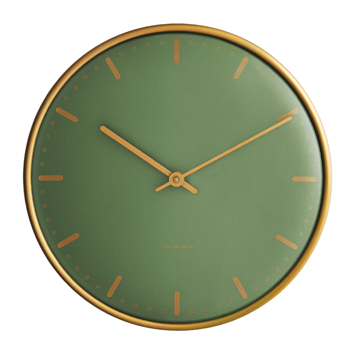 Arne Jacobsen City Hall Wall Clocks - Green, Large, Ø: 11.4
