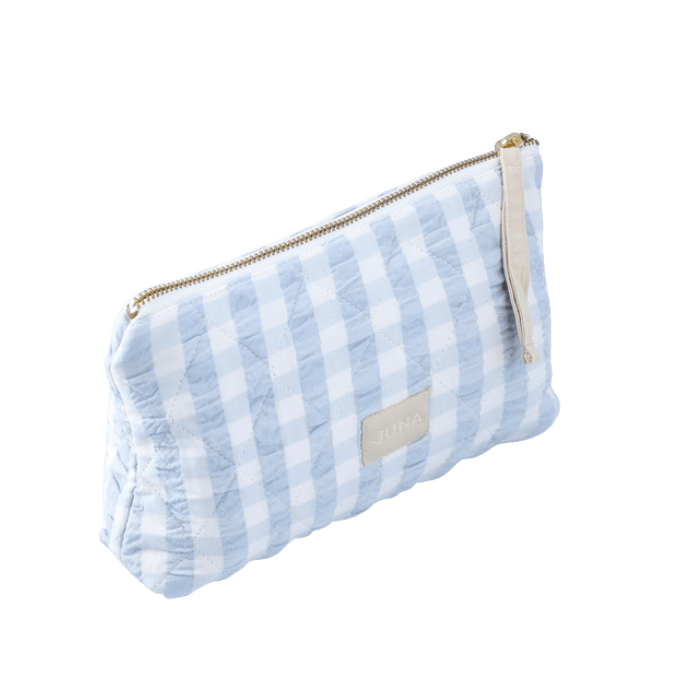 JUNA Bags - Nola Makeup Bag, White/Light Blue, W: 9.1
