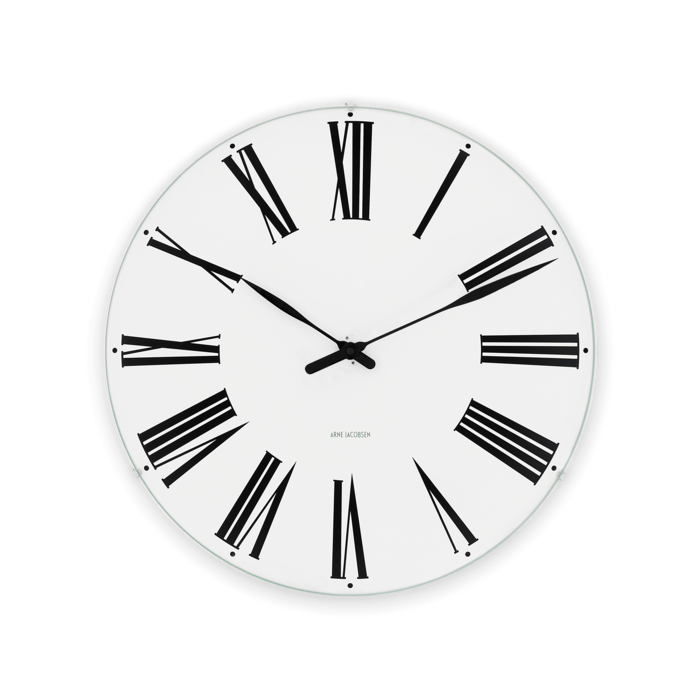 Arne Jacobsen Roman Wall Clock White/Black - Medium, Ø: 8.3