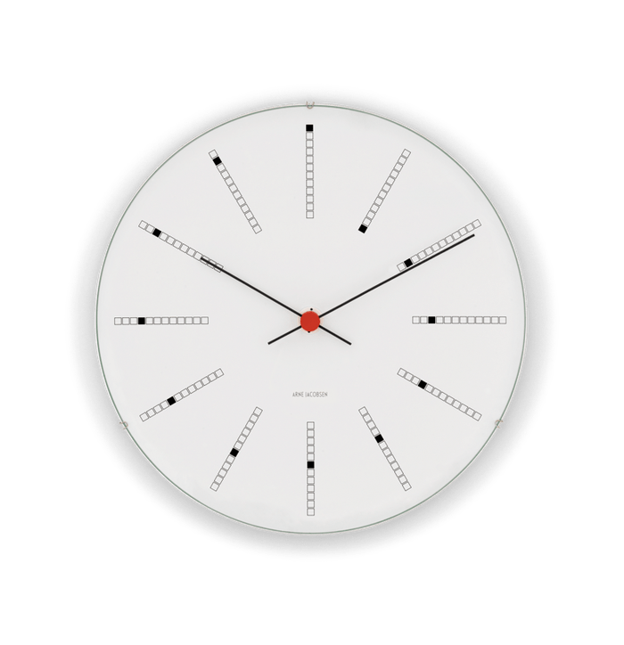 Arne Jacobsen Bankers Wall Clock White/Black/Red - Large, Ø: 11.4