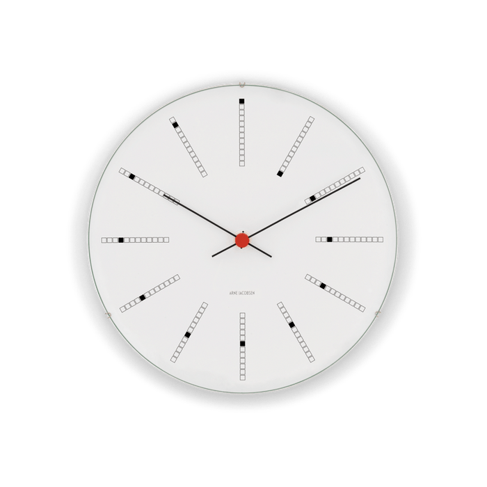 Arne Jacobsen Bankers Wall Clock White/Black/Red - Medium, Ø: 8.3