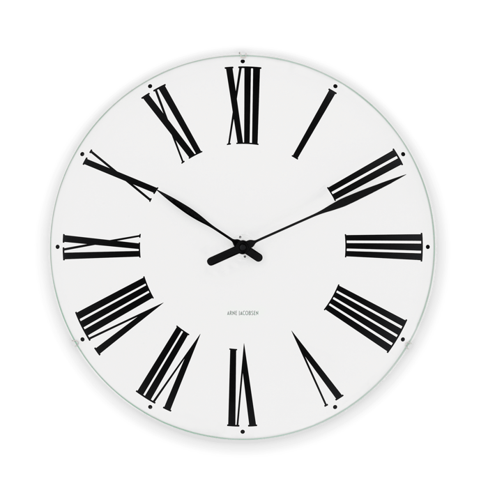 Arne Jacobsen Roman Wall Clock White/Black - Large, Ø: 11.4