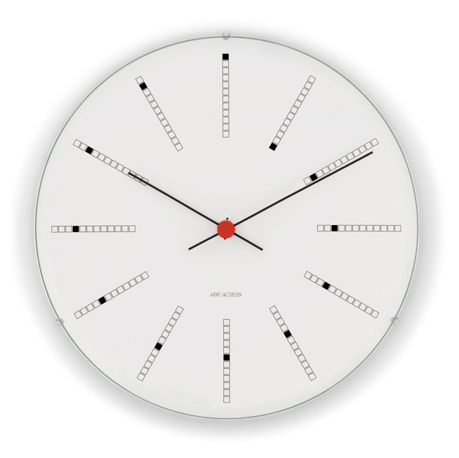 Arne Jacobsen Bankers Wall Clock White/Black/Red - Extra Large, Ø: 18.9