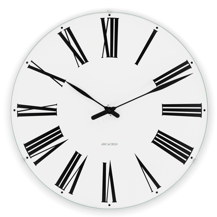 Arne Jacobsen Roman Wall Clock White/Black - Extra Large, Ø: 18.9