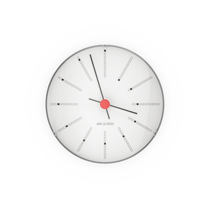 Arne Jacobsen Bankers Wall Clock White/Black/Red - Extra Small, Ø: 4.7