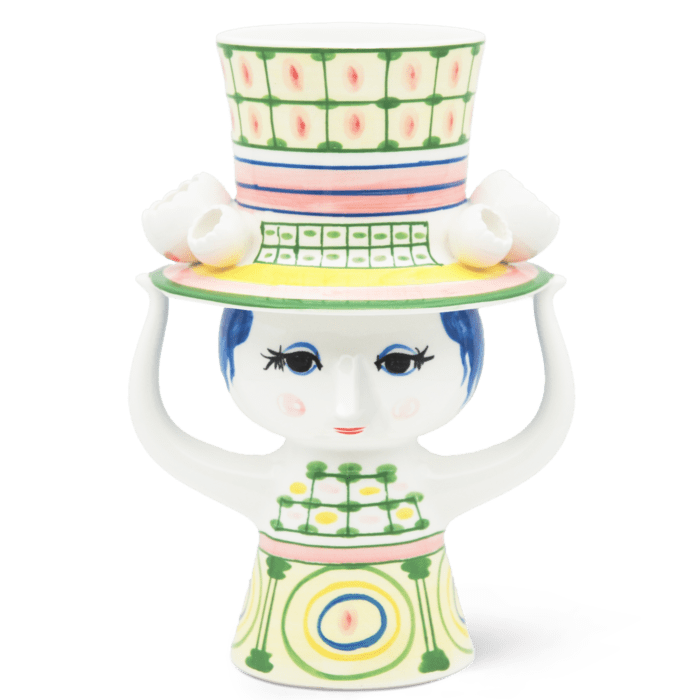Bjorn Wiinblad Lady with Hat - Vase, Green, H: 9.6