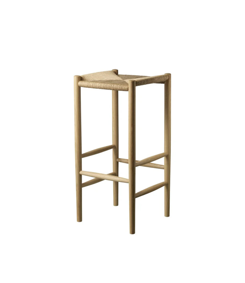 FDB Møbler J164B - Bar Stool - Squared - Nordic Swan Ecolabel Oak Nature Lacquered Water-Based Nature by Jørgen Bækmark