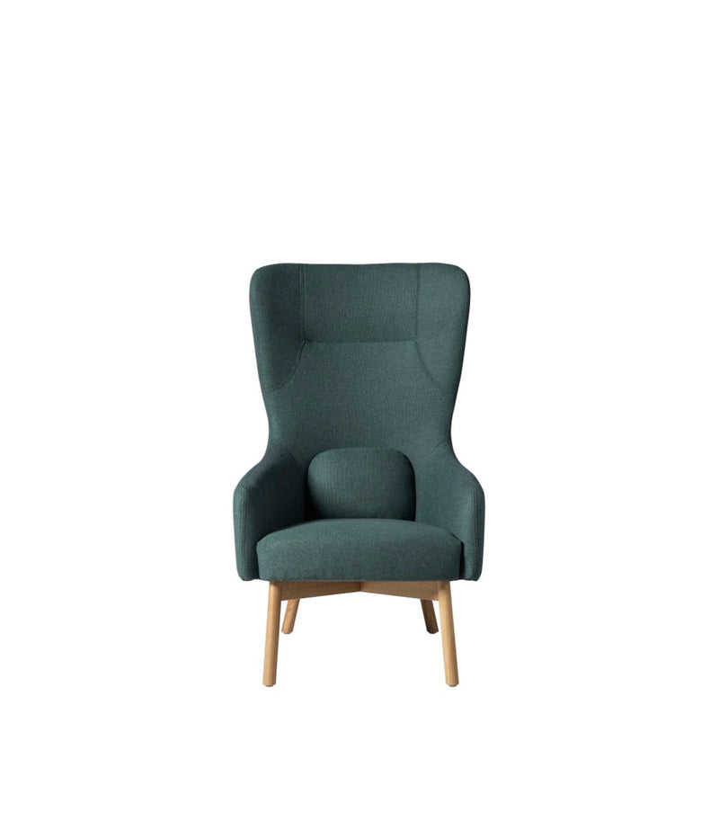 FDB Møbler L35 - Gesja - Wing Chair Oak Solid Nature Lacquered MLF Green (32) by Foersom & Hiort-Lorenzen