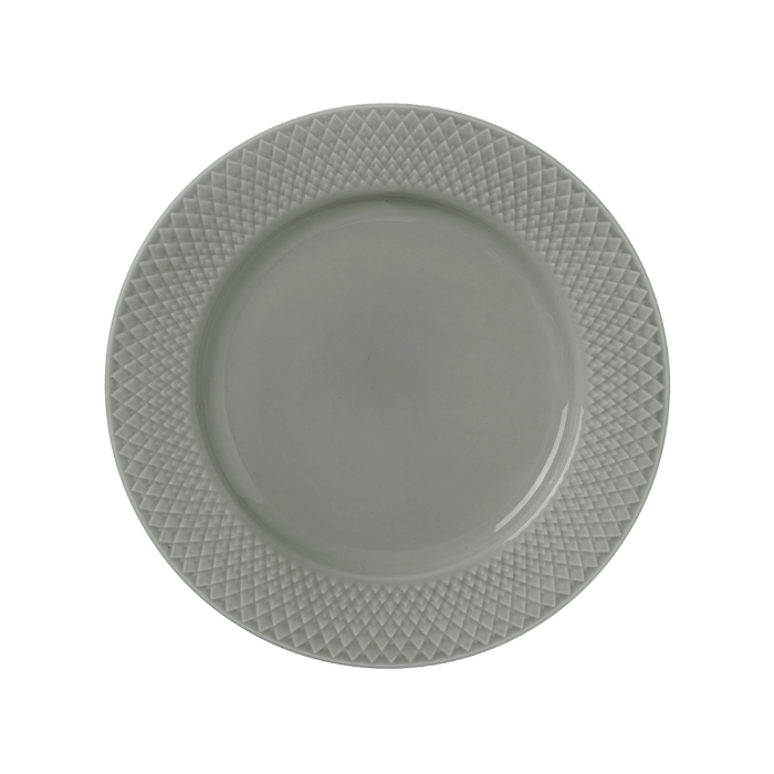 Lyngby Porcelæn Rhombe Earth Plate - Dinner Plate, Moss, Ø: 10.6
