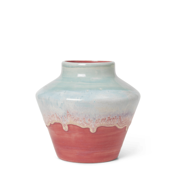 Kähler Poppery Vase - Vase, Mint/Pink, H: 8.1