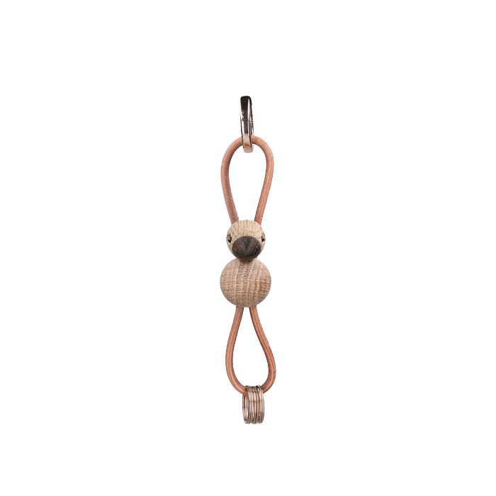 Kay Bojesen Keychains - Bird, Gold/Natural Leather