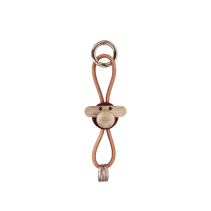 Kay Bojesen Bag Charms - Monkey, Bordeaux/Natural Leather
