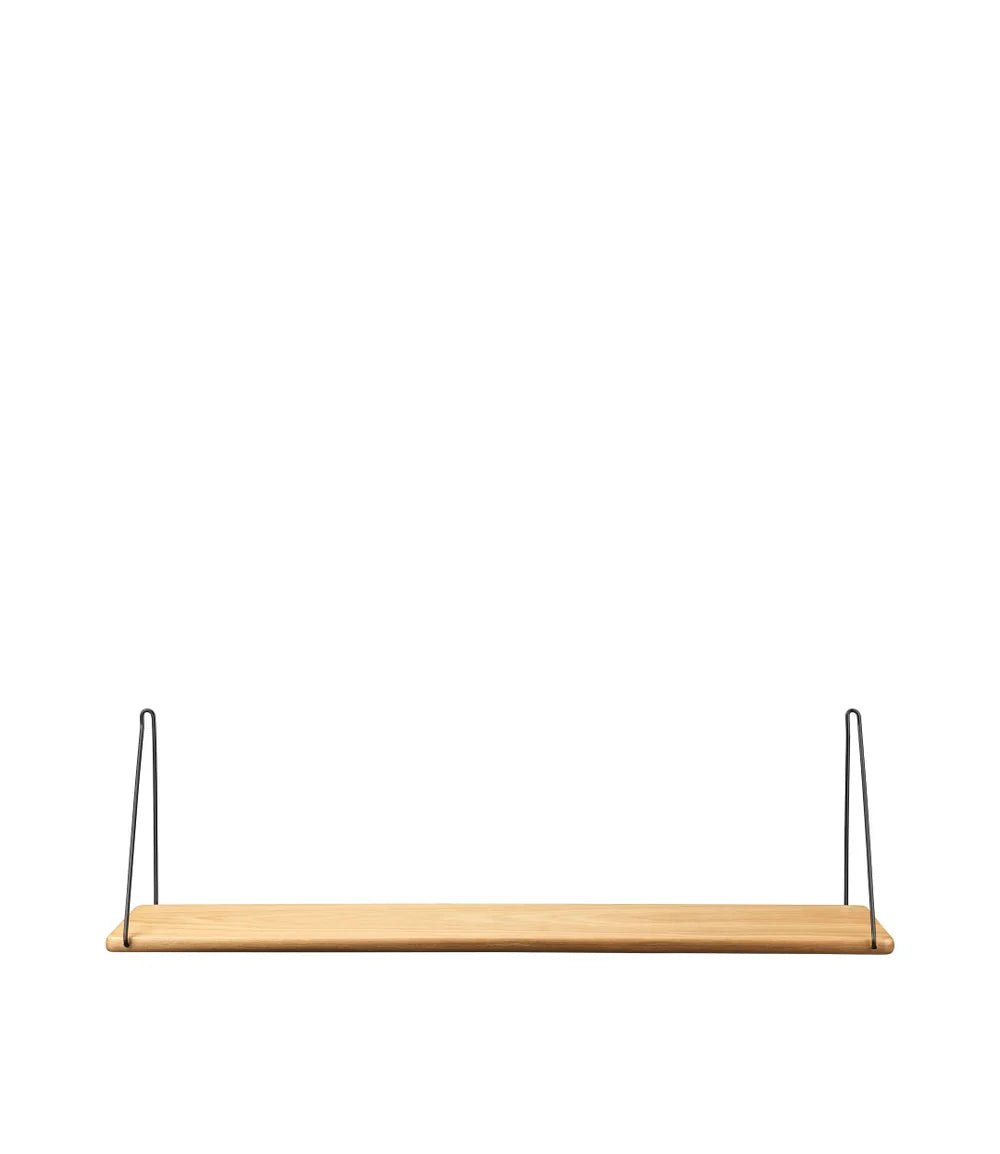 FDB Møbler B145 - Shelf w/Brackets 7.9 x 35.4 in Oak Veneer Nature Black Powder Lacquered by Ejvind A. Johansson