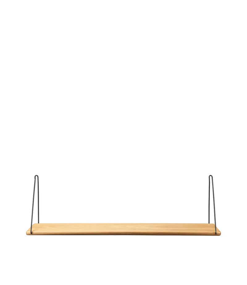 FDB Møbler B145 - Shelf w/Brackets 7.9 x 35.4 in Oak Veneer Nature Black Powder Lacquered by Ejvind A. Johansson