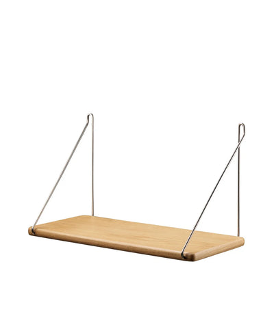 FDB Møbler B145 - Shelf w/Brackets 7.9 x 17.7 in Oak Veneer Nature Lacquered Brushed Stainless by Ejvind A. Johansson