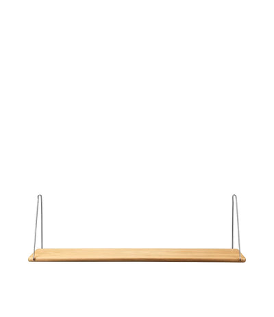 FDB Møbler B145 - Shelf w/Brackets 7.9 x 35.4 in Oak Veneer Nature Lacquered Brushed Stainless by Ejvind A. Johansson