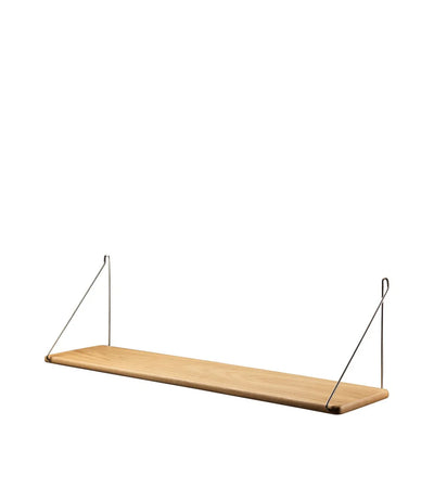 FDB Møbler B145 - Shelf w/Brackets 7.9 x 35.4 in Oak Veneer Nature Lacquered Brushed Stainless by Ejvind A. Johansson