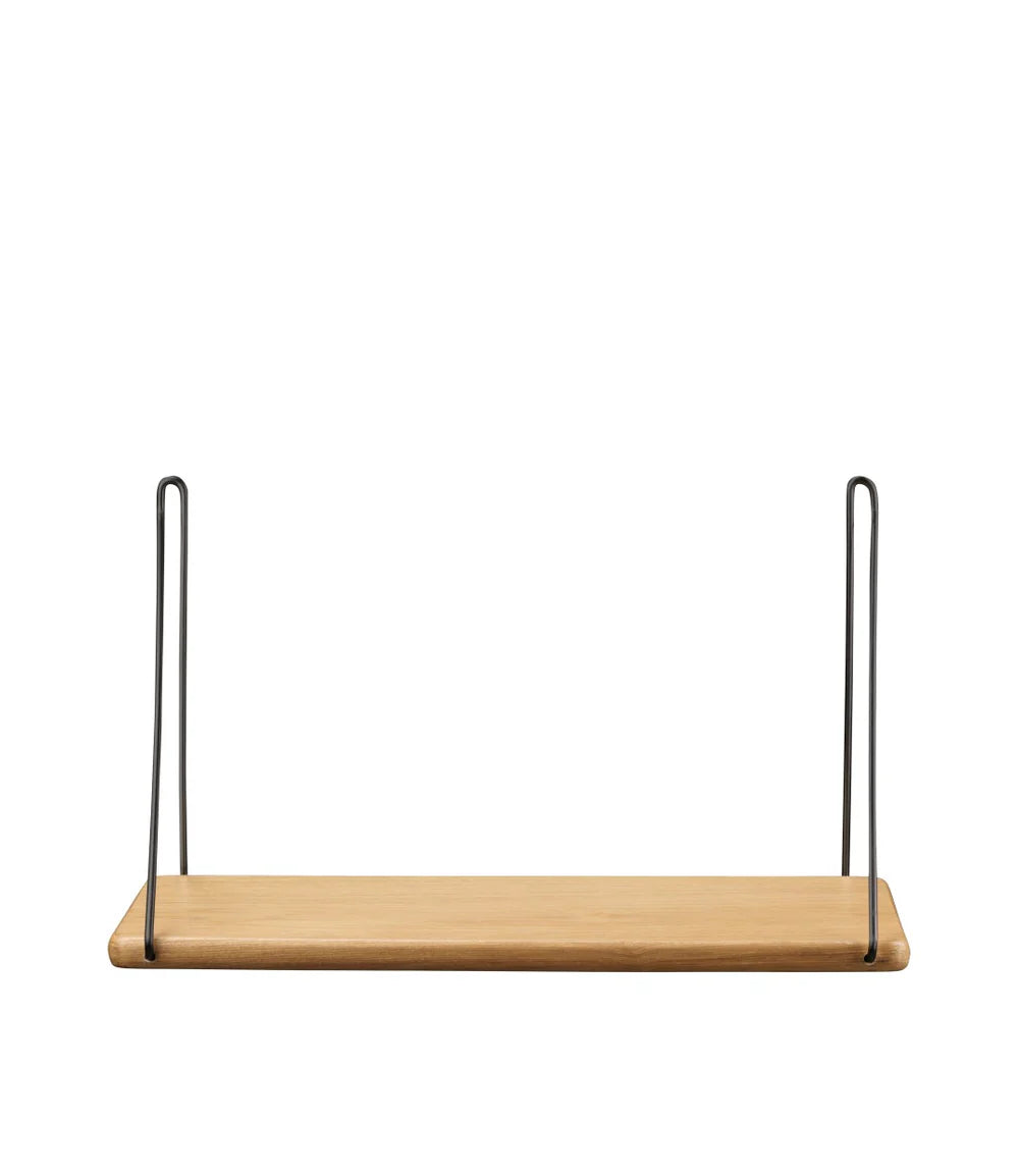 FDB Møbler B145 - Shelf w/Brackets 7.9 x 17.7 in Oak Veneer Nature Black Powder Lacquered by Ejvind A. Johansson