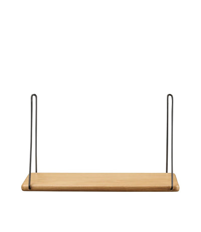 FDB Møbler B145 - Shelf w/Brackets 7.9 x 17.7 in Oak Veneer Nature Black Powder Lacquered by Ejvind A. Johansson