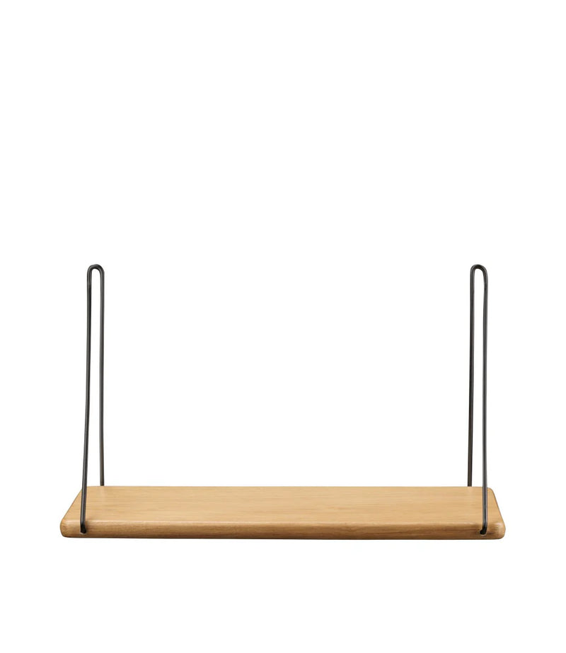 FDB Møbler B145 - Shelf w/Brackets 7.9 x 17.7 in Oak Veneer Nature Black Powder Lacquered by Ejvind A. Johansson