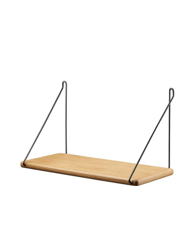 FDB Møbler B145 - Shelf w/Brackets 7.9 x 17.7 in Oak Veneer Nature Black Powder Lacquered by Ejvind A. Johansson