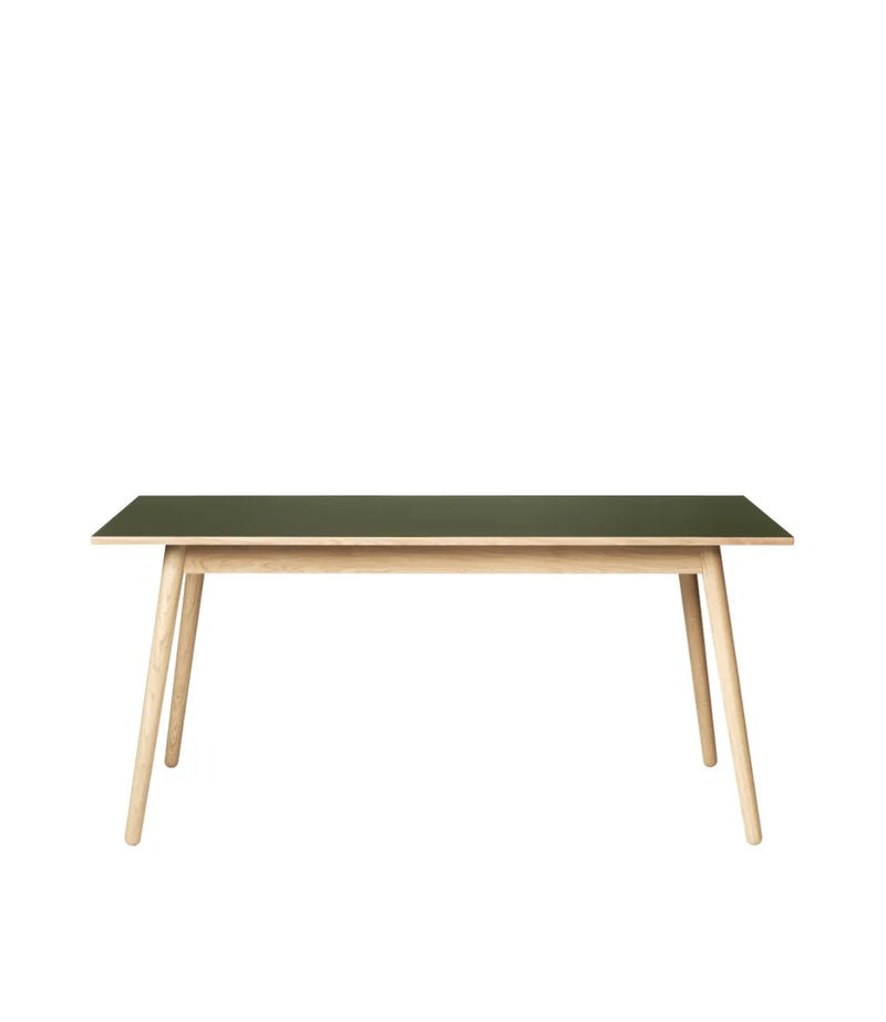 FDB Møbler C35B - Dining Table Oak Nature Lacquered Linoleum Olive Green (4184) by Poul M. Volther
