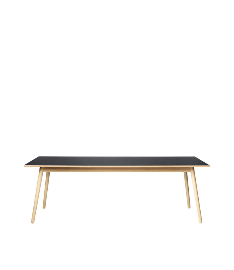 FDB Møbler C35C - Dining Table Oak Nature Lacquered Linoleum Black (4023) by Poul M. Volther