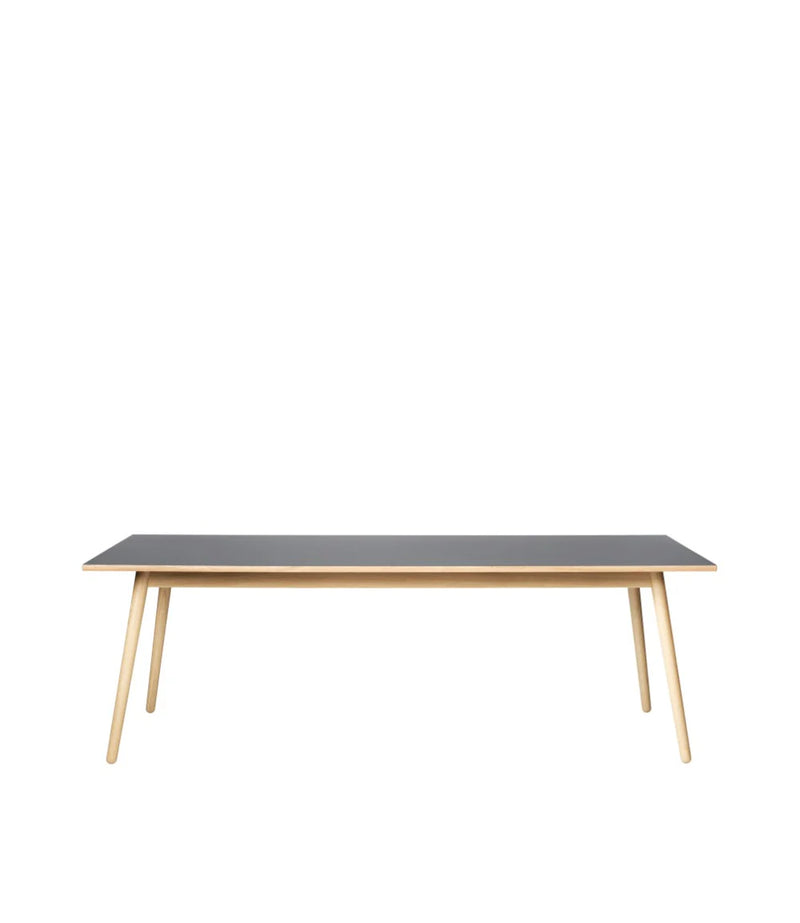 FDB Møbler C35C - Dining Table Oak Nature Lacquered Linoleum Dark Grey (4155) by Poul M. Volther