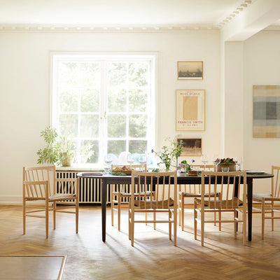 FDB Møbler C63E2TIL - Bjørk - Dining Table w/2 Extra Leafs Oak Solid Black Painted Oak Solid Black Painted by Unit10