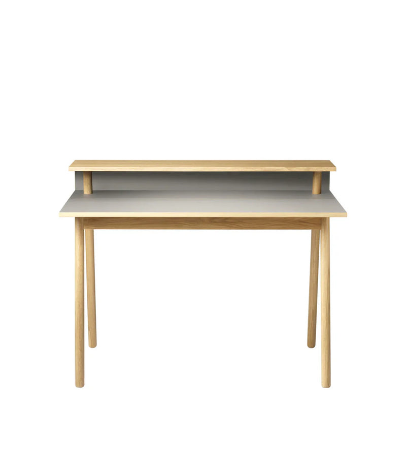 FDB Møbler C68 - Nørrebro Desk Oak Nature Lacquered 34.9 x 46.5 x 26.8 in Linoleum Mushroom by Isabel Ahm