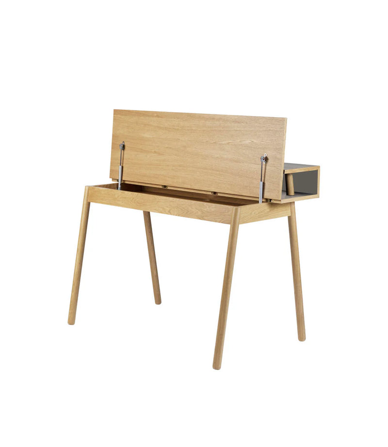 FDB Møbler C68 - Nørrebro Desk Oak Nature Lacquered 34.9 x 46.5 x 26.8 in Linoleum Mushroom by Isabel Ahm