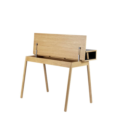 FDB Møbler C68 - Nørrebro Desk Oak Nature Lacquered 34.9 x 46.5 x 26.8 in Linoleum Nero by Isabel Ahm