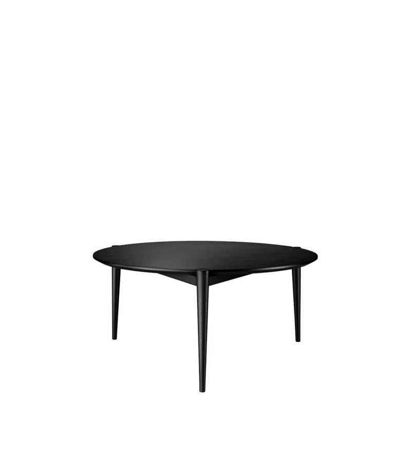 FDB Møbler D102 - Søs Coffee Table Ø: 21.7 in Oak Solid Jet Black (RAL 9005) Painted by Stine Lundgaard Weigelt